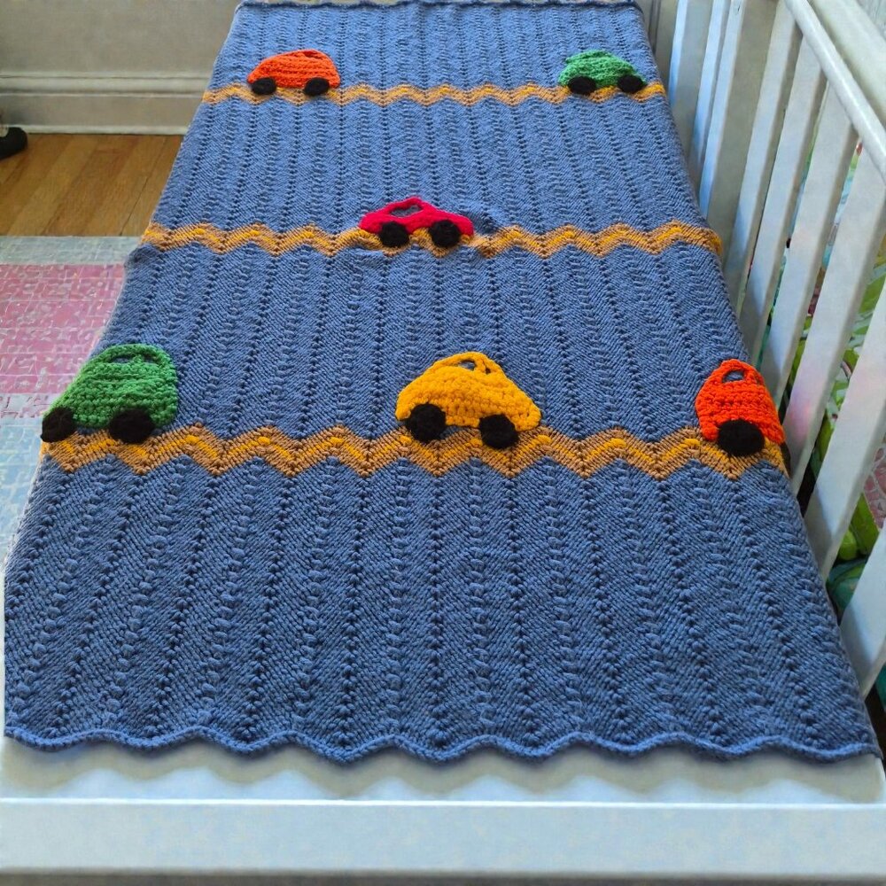 Crochet Car Themed Baby Child Blanket